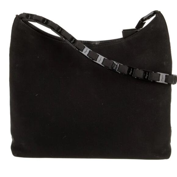 Salvatore Ferragamo Black Nylon Shoulder Bag with Chain Strap MSRP $460 EUC - Picture 4 of 13